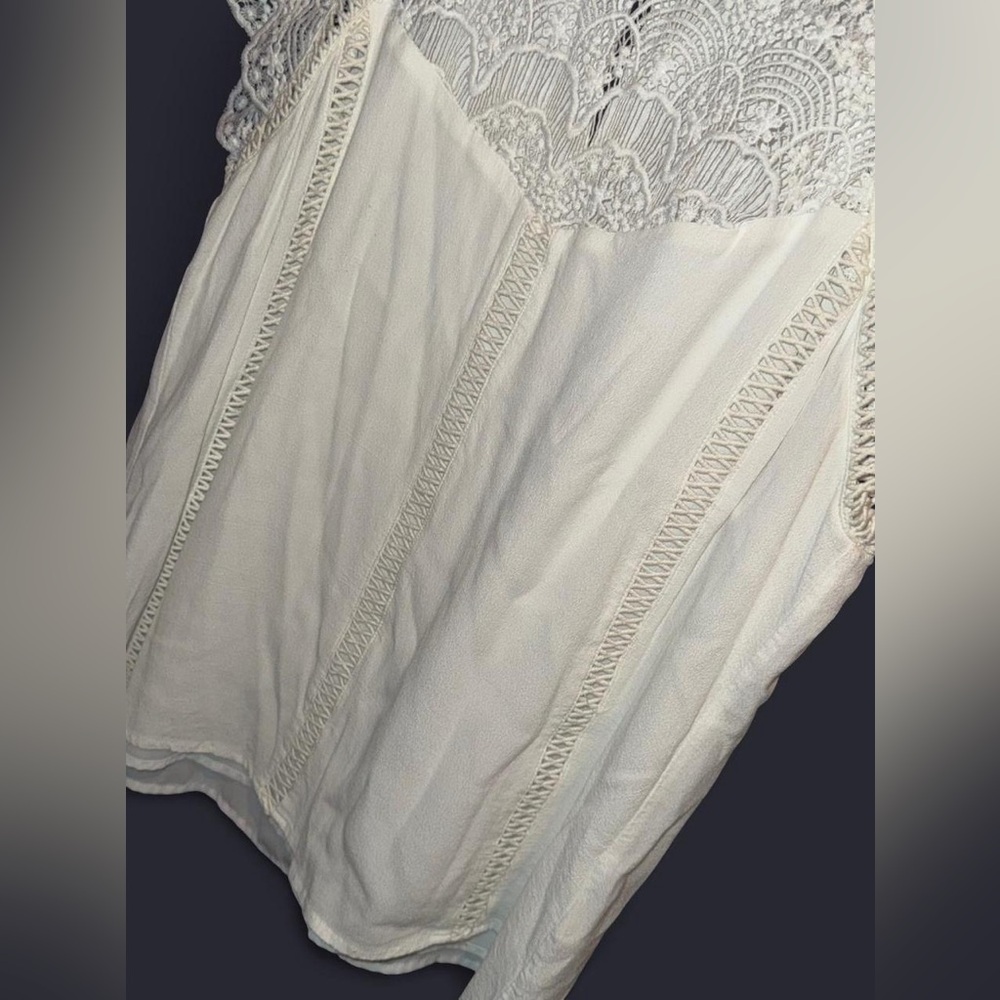 Gorgeous En Elly Size XL Eyelet Lace Cap Sleeves Women Top Blouse Ivory White - Picture 7 of 11